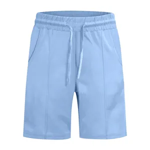 Pantaloncini azzurri uomo asciugatura rapida con coulisse e cucitura.