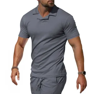 Detail view of men's quick-dry grey Polo shirt with a unique British Berke collar