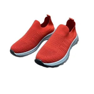 Zapatillas slip-on de punto naranja transpirables para hombre con suelas muy blandas