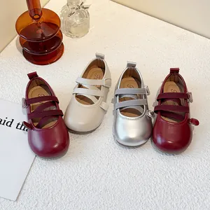 Elegant Korean style girls' princess leather flats with soft soles in multi colors