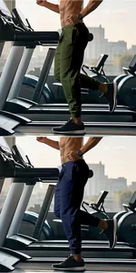 Pantaloni jogger leggeri da uomo per fitness in verde oliva e blu scuro sportivi