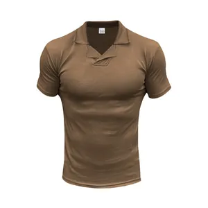 Detail of men's short-sleeved Polo shirt featuring a unique retro Burke collar design
