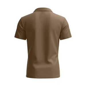 Back view of a brown men's quick-dry sports Polo shirt with a classic breathable collar.