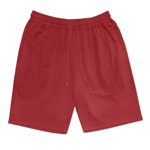 Detail showing the texture of men's red breathable drawstring loose casual shorts
