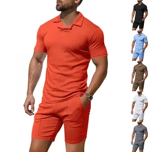 Herren Sommer Britischer Stil Burke Kragen Polo Shirt Und Shorts Set Schlanke Passform Schnelltrocknend Sportbekleidung Set