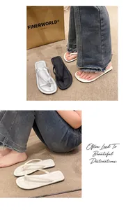 Elegante minimalistische Damen-Zehentrenner in Weiß, Schwarz und Silber-Finish