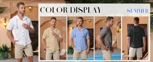 Aperçu des couleurs pour chemises en lin à capuche et manches courtes pour hommes.