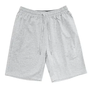 High-quality detailed view of gray men's breathable athletic shorts with drawstring