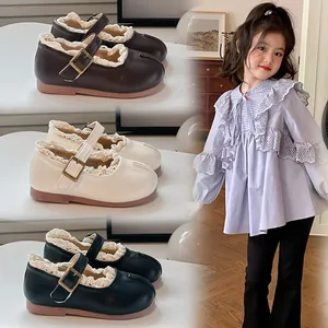 Zapatos de princesa Mary Jane para niñas con ribete de encaje y suelas blandas