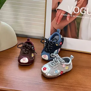 Stylish children's walking sneakers with cute floral accents available in multiple colors