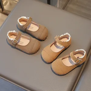 Mädchen Mary Jane Schuhe 2025 Neu Frühling Weiche Sohle Prinzessinnen Schuhe Modische Spitzenbesatz Flache Schuhe Für Kleinkinder