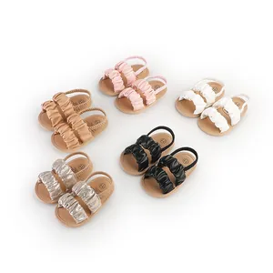 Infant Summer Baby Girl Cloud Ruffles Sandals Soft Sole Anti-Slip Toddler First Walker Shoes Elastic Back Strap Sandals