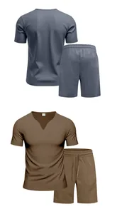 Conjunto de deporte para hombre de camiseta de cuello en V de secado rápido y pantalones