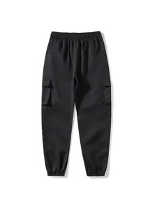 Men's black cargo jogger sweatpants with elastic waist and side pockets for streetwear style