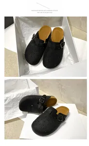 Chic black rhinestone platform clog mules displayed in elegant white packaging box