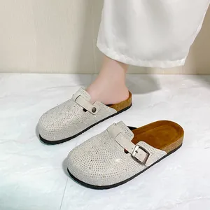 Sparkling rhinestone platform clogs for women with stylish buckle strap