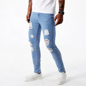 Herren Skinny Jeans mit Rissen in Hellblau aus Stretch-Denim für einen trendigen Stil