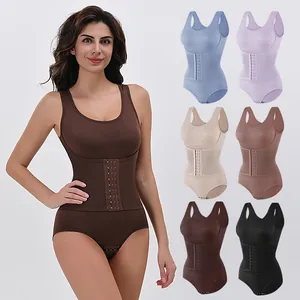 Women's Belly Control Bodysuit Shapewear High Waist Slimming Tummy Shaper Hip Lift Jumpsuit With Hook-and-eye Adjustment Elastic Breathable Body Shaper