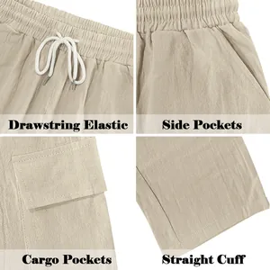 Detailansicht der atmungsaktiven Cargo-Hose für Herren mit Taschen und Kordelzug