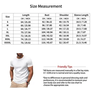 Detailed size measurement chart for unisex white quick-dry athletic fitness T-shirt