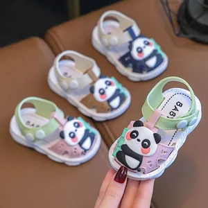 Cute cartoon panda toddler sandals with non-slip soft sole for summer infant walking