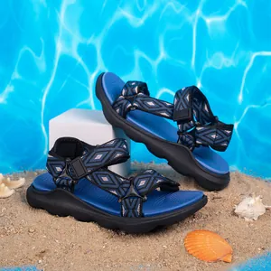 Sandali Sportivi Estivi per Ragazzi Scarpe da Spiaggia Antiscivolo Con Fettuccia Geometrica Chiusura a Strappo Casual Outdoor Bambini