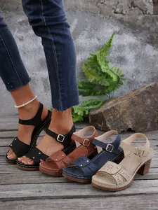 Elegante Damen Sandaletten mit Lochmuster, hohem Absatz und verstellbarem Fesselriemen