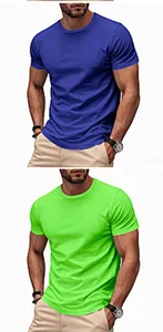 Détail rapproché des t-shirts de sport à séchage rapide bleu et vert fluo pour homme
