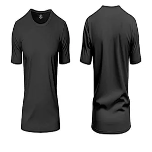 Vues avant et arrière détaillées d'un t-shirt de sport noir à col rond et séchage rapide