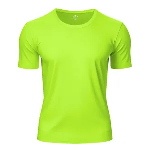 T-shirt de sport unisexe vert néon à séchage rapide pour le marathon et le fitness
