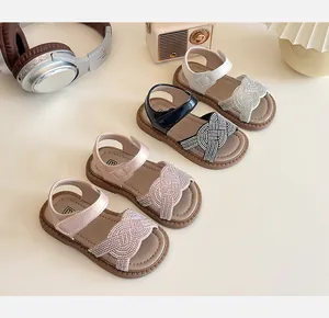 Élégantes sandales d'été pour filles avec strass tressés en plusieurs coloris