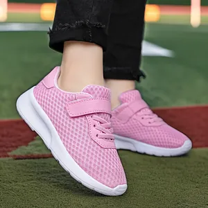 Zapatillas de correr de malla rosa para niñas con suelas blandas y ligeras para niños