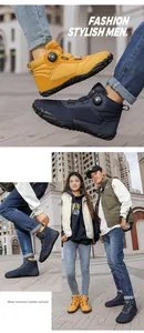 Close-up detail of winter warm high-top boots featuring wear-resistant rubber outsole