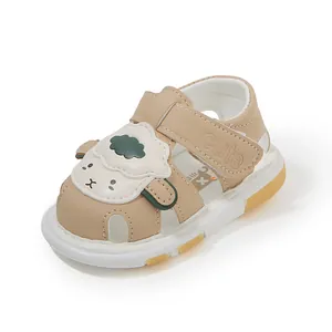 Cute sheep design baby sandals with soft soles and closed-toe protection for toddlers