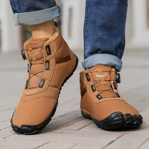 Warm outdoor winter high-top boots with fleece lining and durable toe protection
