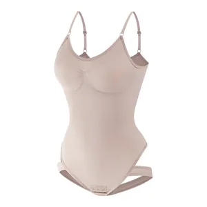 Professional seamless nude tummy control shapewear bodysuit with adjustable straps