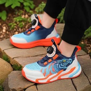 Boys' breathable athletic basketball shoes featuring a convenient rotary buckle closure