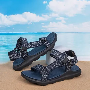 Kids Outdoor Beach Sandals For Boys Lightweight Non-Slip Soft Sole Woven Straps Hook And Loop Casual Summer Sport Sandals