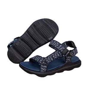 Durable blue boy's outdoor sports sandals with non-slip sole and hook-and-loop straps