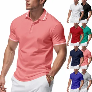 Detail view of British style quick-dry Polo shirts in multiple colors with tipped collar