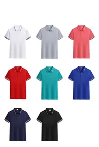 Multi-color unisex quick-dry short-sleeve Polo shirts with striped collar detail