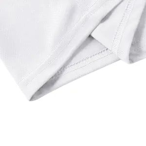 Detailed close-up of double-stitched hem on a breathable white quick-dry Polo shirt
