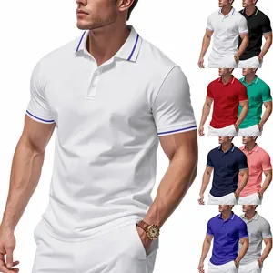 Professional men's quick-dry polo shirts with contrast trim in multiple colors