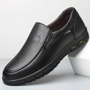 Herren Echtes Leder Slipper Lässig Business Business Halbschuhe Slipper Flache Schuhe Für Männer Im Mittleren Alter Rutschfest Weich Vater Schuhe
