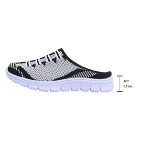 Λεπτομέρεια πλαϊνής όψης πλεκτού mule sneaker με ένδειξη ύψους τακουνιού 3 εκατοστά