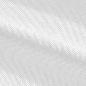 Detailed macro view of breathable white pique mesh fabric for summer golf polo shirts