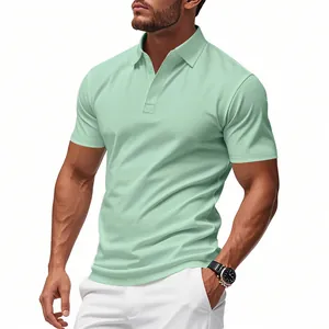 Men's mint green short-sleeved polo shirt for summer golf and casual wear