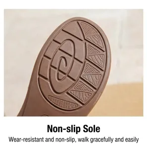 Close-up of the durable brown anti-slip rubber sole for women's soft flat shoes