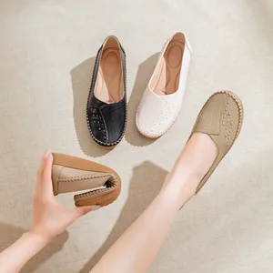 Comfortable flexible women's loafers with breathable perforated design in multiple colors.