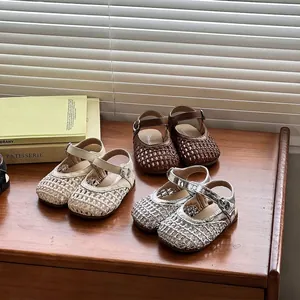 Παιδικά Σανδάλια Πριγκίπισσας για Κορίτσια Microfiber Δέρμα Πλεγμένο στο Χέρι Μαλακή Σόλα Καλοκαιρινά Παπούτσια Περιπάτου